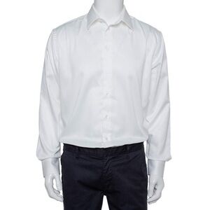 Armani Collezioni Classic White Cotton Dress Shirt Men’s Size 16 Made in Italy